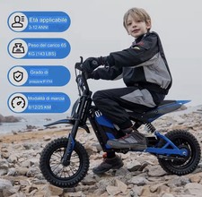 Moto Elettrica Per Bambini 3-13 Anni 300w Minicross 25km/h Autonomia 15km 12” 🛞