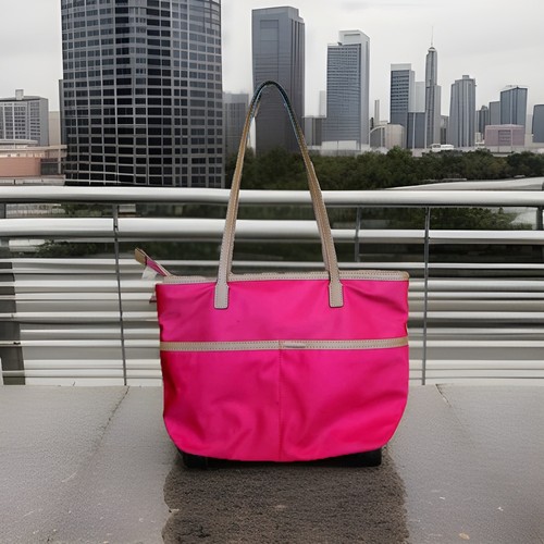 Michael Kors Kempton Burgundy Nylon & Saffiano Leather Satchel, Tote, Handbag - Picture 4 of 8