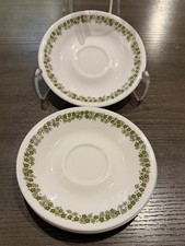 Set of 4 Vintage Corelle Spring Blossom Crazy Daisy Green Saucers