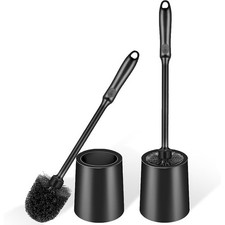 Toilet Brush and Holder 2 Pack W/Long Handle Non-Slip Grip Toilet Bowl Brush Set