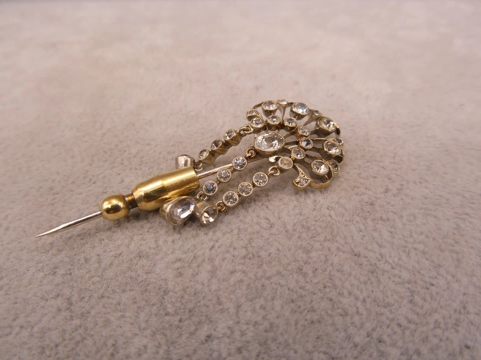 Anstecknadel Silber 830 Jugendstil Art Nouveau Prachtstück  Gehänge Kunststeine - Bild 4 von 4