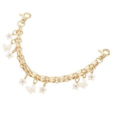 1Pcs 10" Flowers Butterfly Pendant Handbag Chain Strap, White
