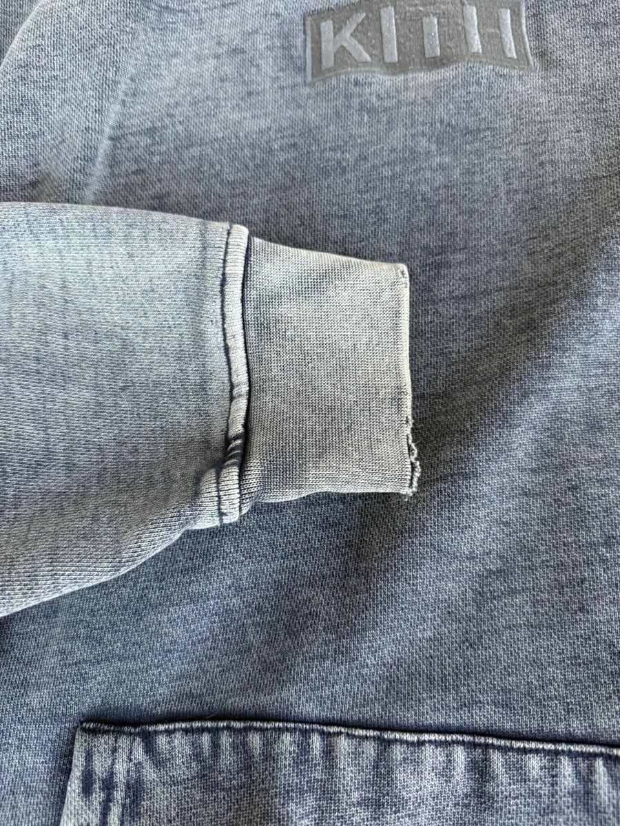 Kith 2 Tone Box Logo Washed Denim 450 GSM Hoodie - Large | eBay
