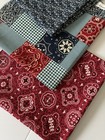 RED WHITE BLUE PATCHWORK BANDANA Fat Quarters Bundle Of 3 Patriotic July 4th