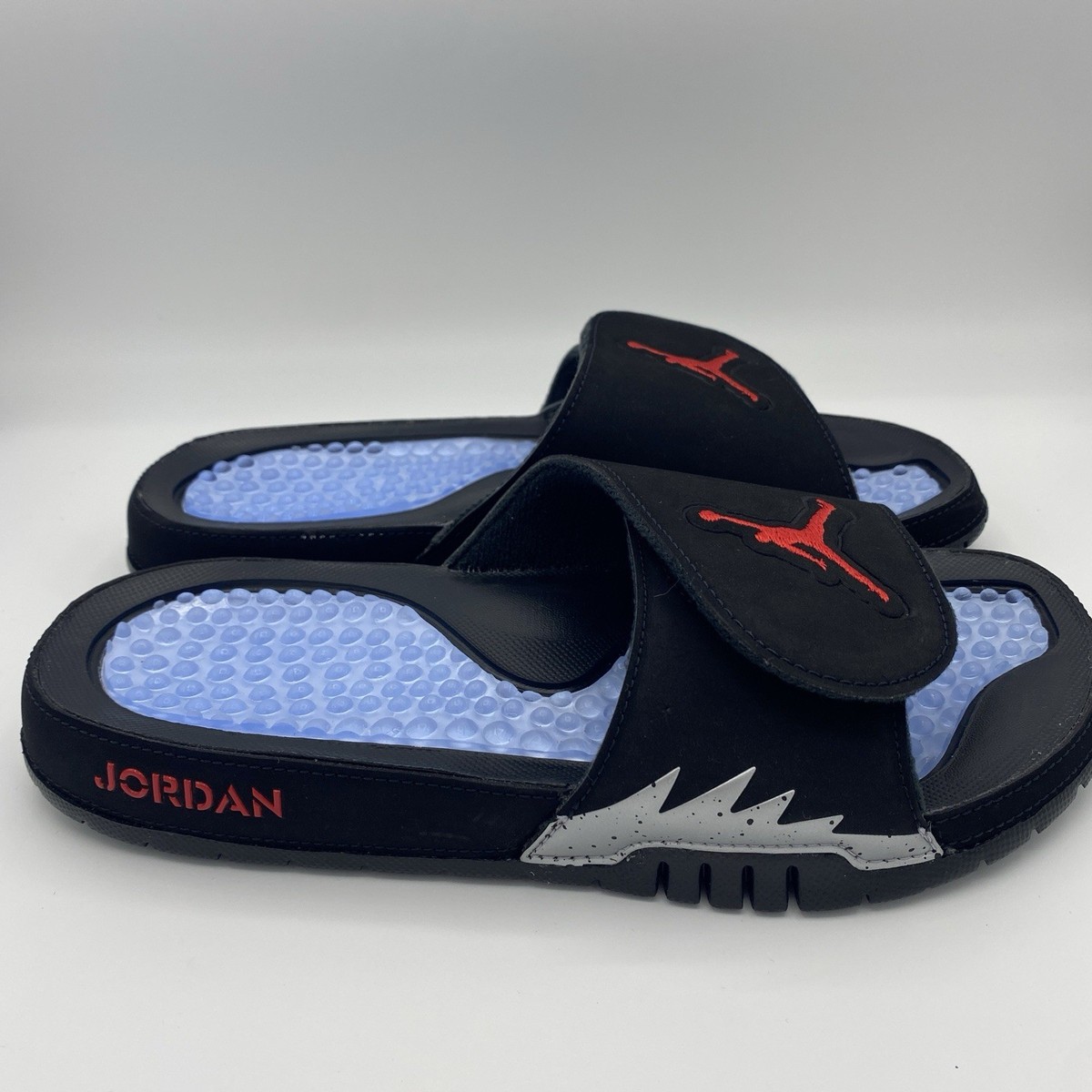 Men Jordan Hydro 5 Retro Slide Black Silver Beach Pool