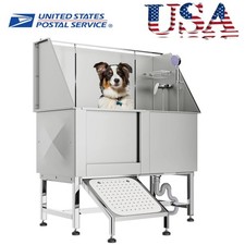 62" Professional Stainless Steel Dog Bathing Station, Large Dog Washing Station