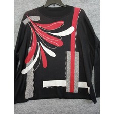 Alfred Dunner Knightsbridge Station 3X Embellished Abstract Sweater