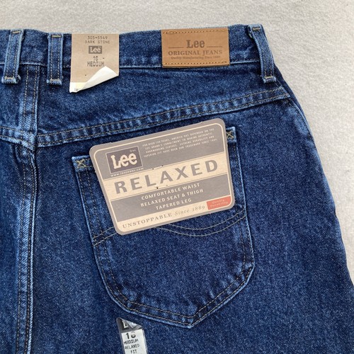 Vintage Lee Jeans Damen 16 Dunkelblau Denim Relaxed Fit Tapered Leg High Rise