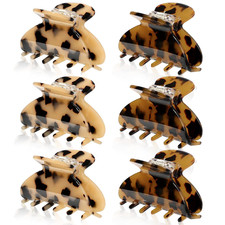 6 Pack Medium Hair Claw Clips 2.6" Tortoise Shell French Style Hair Accessorie