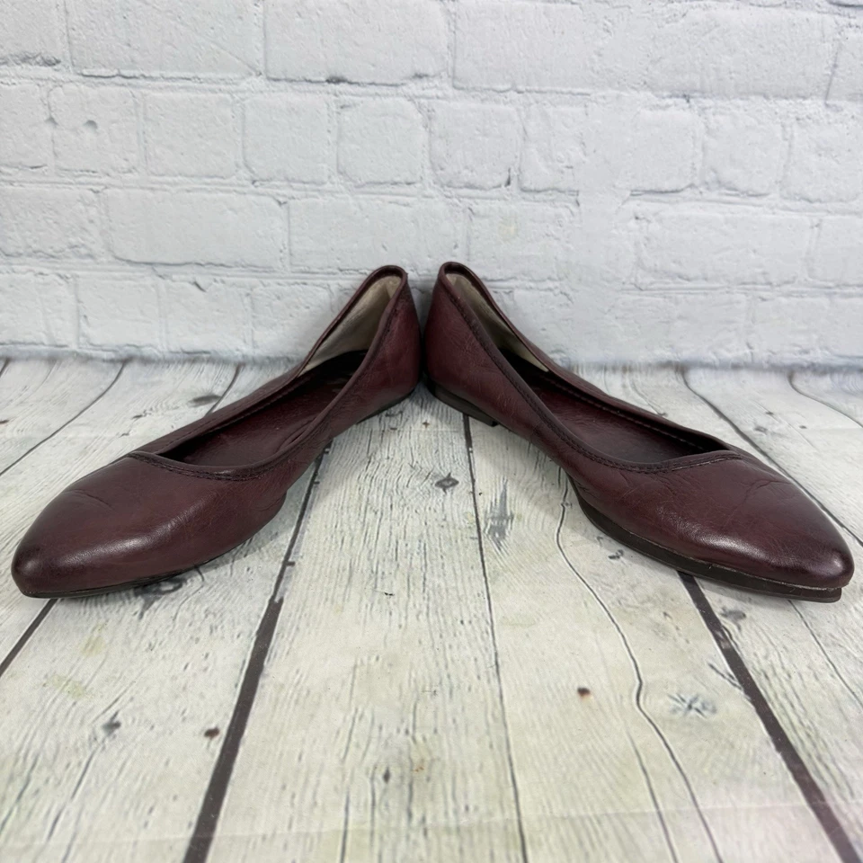 Zapatos planos de ballet Frye Regina para mujer talla 9,5 de cuero borgoña sin cordones Foto 3 de 4