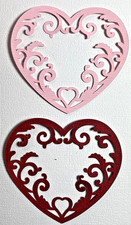4 Fancy Hearts Valentines Die Cut Scrapbooking Embellishment Cards Pink Or Red
