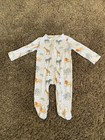 Little Me Bamboo Baby Boy Sleeper Pajamas 3m White Safari Zoo Animal Print — photo 1