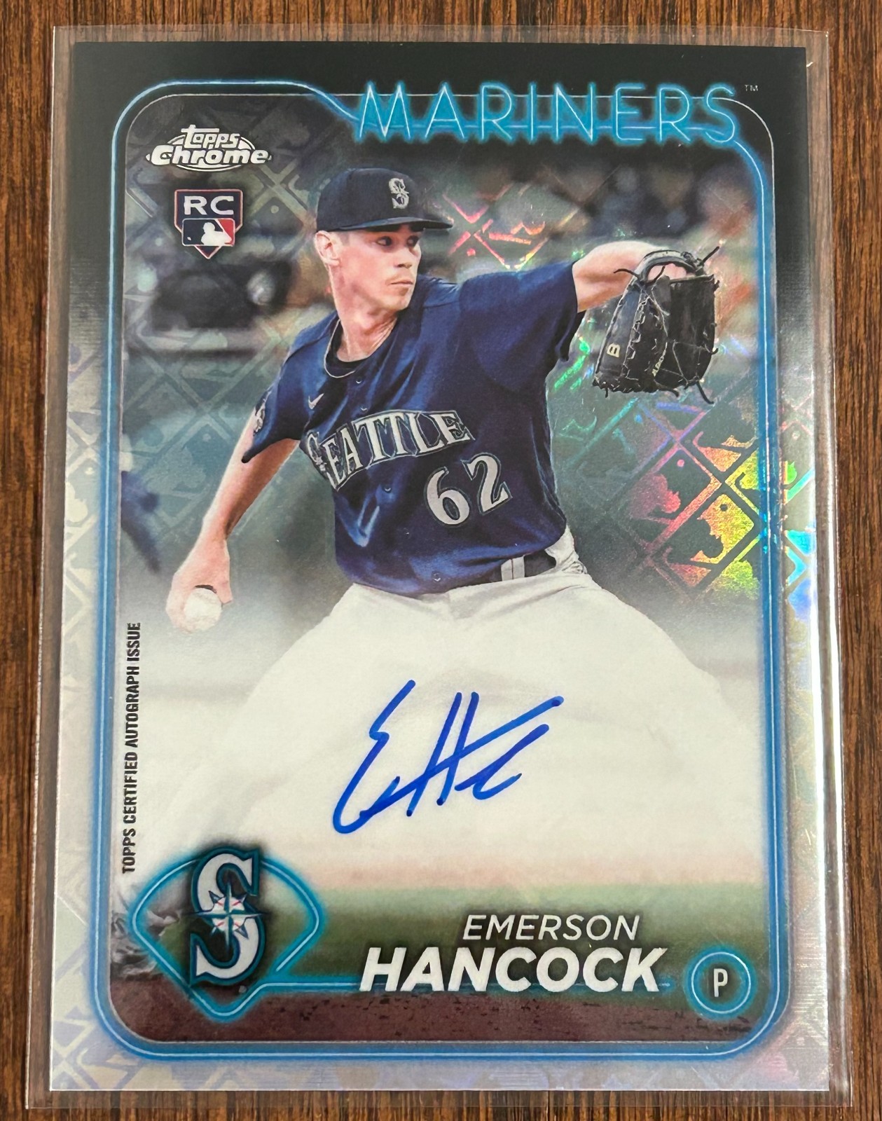 2024 Topps Chrome Logofractor #RCA-EH Emerson Hancock RC Rookie Auto - Mariners