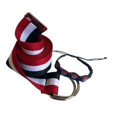2pcs. Haiti Hyti red Blue white Bracelet belt Mini Banner 48" Long Adjustable