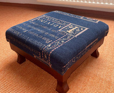 Hocker Barock Fussbank Blau Füssbänkchen Fußschemel Schemel Vintage