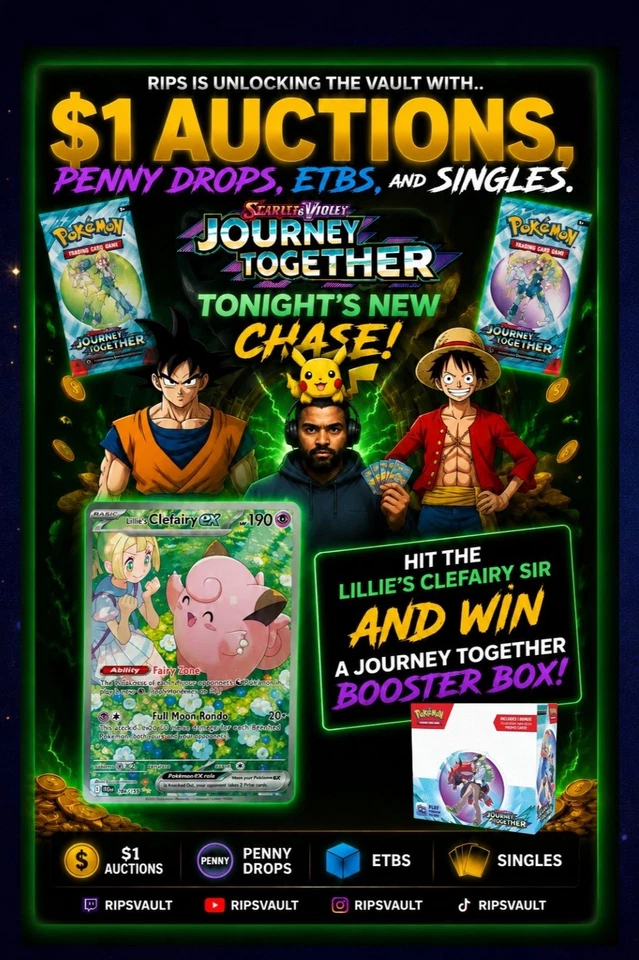 Ripsvault $1 Starts for Singles & Sealed Pokemon - Journey Together Chase