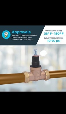 Cash Acme 3/4 Inch EB45 Double Union Crimp Pressure Regulating Valve (PRV) 45 P