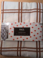 Fall Tablecloth 60 x 120" Plaid Fits 36x96-48x108" 100 Cotton Thanksgiving New