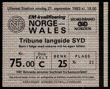 Boleto 1983 Noruega vs. Gales WC/EURO Qualifier 42763