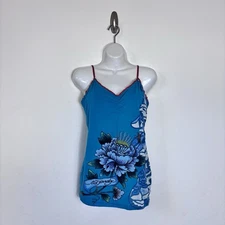 Y2K Ed Hardy Floral Diamond Tattoo Print Cami Christian Audigier
