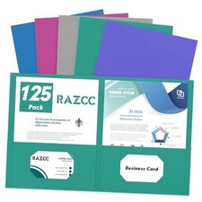 Two Pocket Folders, 125 Pack 2 Pocket Folders Fit Letter Size Dark Colors