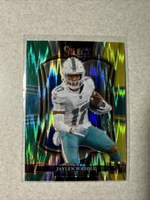 2025 Select Jaylen Waddle Green & Yellow Shock Prizm Premier Level #182 Dolphins