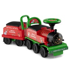 6V Ride on Train 2-Seater with Carriage and Flashing LED Lights-Green - Color: G