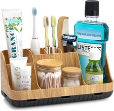 Bathroom Organizer: 7-Slot Toothbrush  Toothpaste Holder with Drainage,