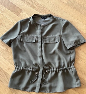 Ted Baker Kurzarm Bluse Olivgrün Gr. 3 38 Top Zustand