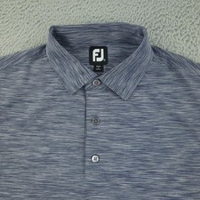 FootJoy Polo Shirt Mens XL Blue Heather Stripe Golf Performance Stretch Top