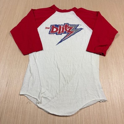 Vintage 80s Chicago Blitz USFL Raglan T Shirt Tag L Actual S Made USA baseball