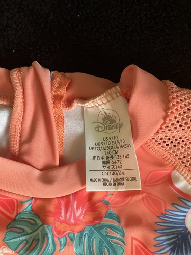 Disney Girls Moana One Piece short Sleeve Size 9/10 Swimsuit - Picture 3 of 5