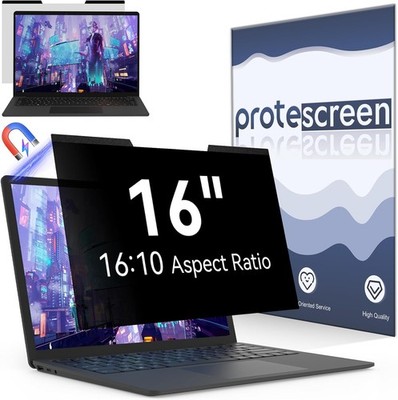 Magnetic 16 Inch Laptop Privacy Screen for 16:10 Computer Monitor, Removable Fil