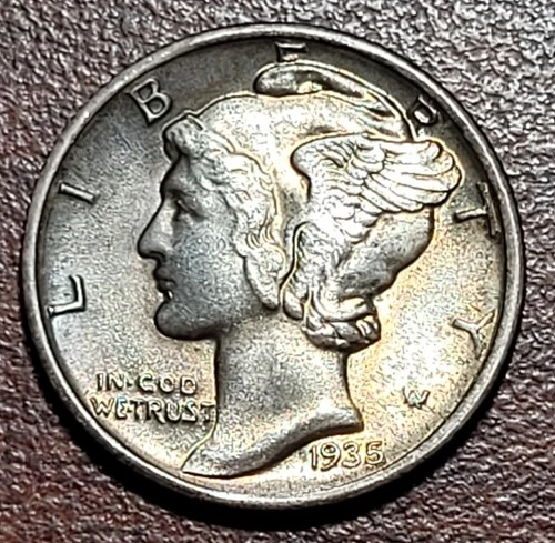 1935 Mercury Dime Choice Brilliant Uncirculated BU UNC Toned & Lustrous 10c