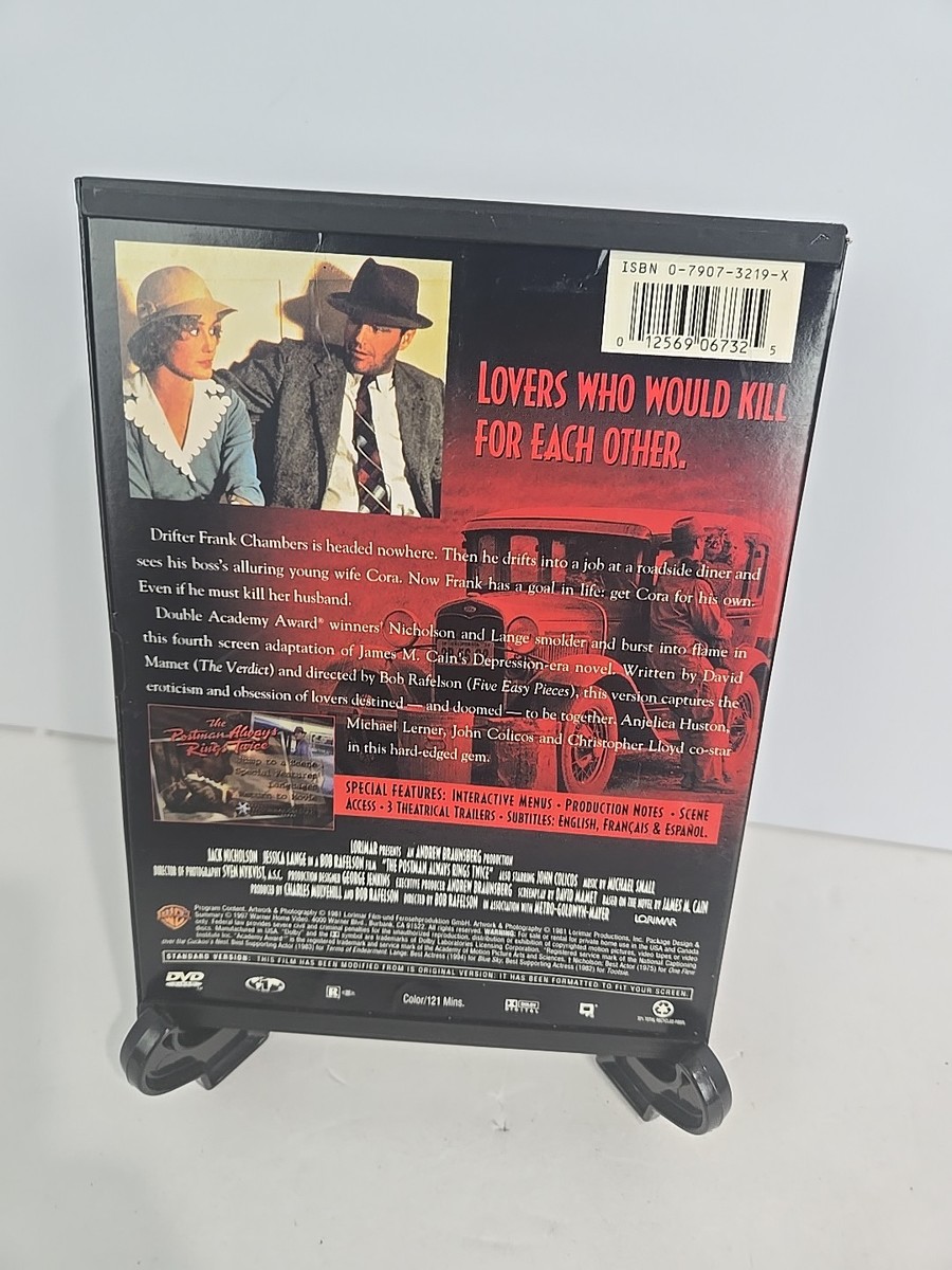The Postman Always Rings Twice DVD Jack Nicholson, Jessica Lange