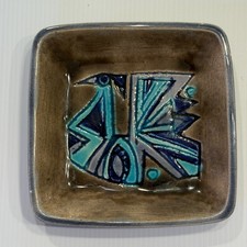 Avraham Gofer Dish Israel Studio Pottery Abstract Bird MCM Ceramic 12cm Vintage
