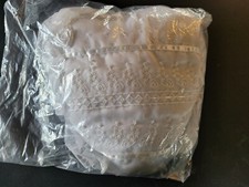 Ring Bearer Wedding Pillow - New - White Satin Lace Beaded Pearls Ruffles Flower