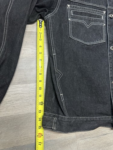 VTG Kani Jeans Men's 100% Cotton Denim Black Jacket Long Sleeve - Size XL - Picture 10 of 14