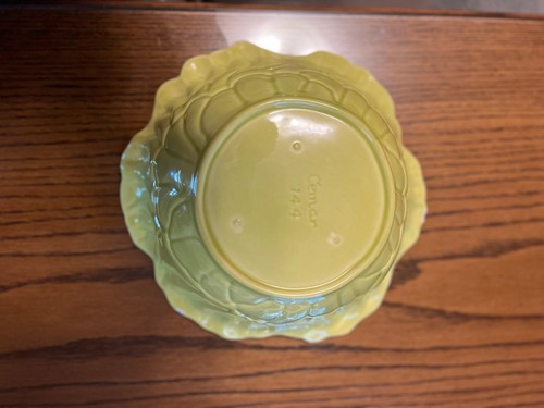 Vintage Cemar California Pottery 744 Glazed Ceramic Green 9.5 Leaf Bowl - Picture 2 of 8