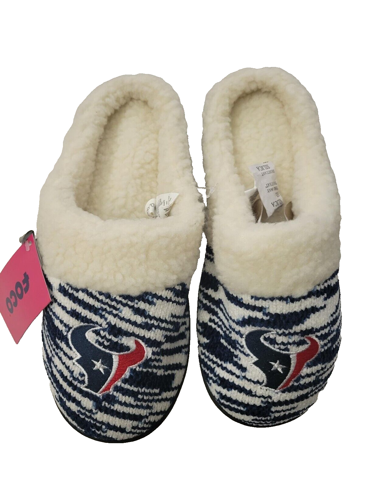 SAOLA Pantofole FOCO Houston Texans Sherpa foderate con suola a coppa colorata donna media 7 8