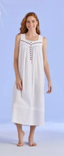 Lanz of Salzburg NWT Women's XS 48" Long 100 Cotton Nightgown w/ Flannel Trim