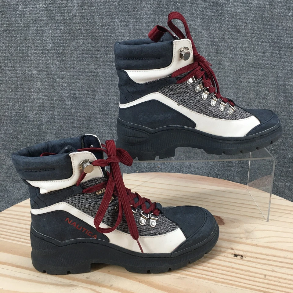 Nautica Shoes Womens 6.5 Normalin High Top Sneakers Blue Faux Leather Lace Up - Image 2 of 4