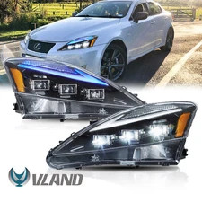 VLAND LED Headlights For 06-13 Lexus IS250 IS350 ISF W/Blue Animation Front Pair