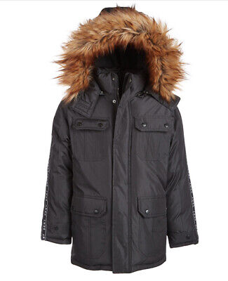 Faux Fur Hood Parka Winter Jacket Coat, Dkny Long Black Winter Coat