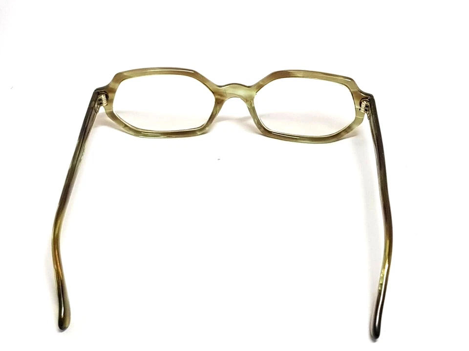 VTG HEXAGONAL FRAMES EYEGLASSES AL CHERI Nice GLASSES FRANCE GREEN MARBLE 48/20 - Image 2 of 4