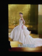 JASMINE BRIDAL GOWN T993R TAG SIZE 8 NWOT IVORY GOLD STUNNING TRAIN