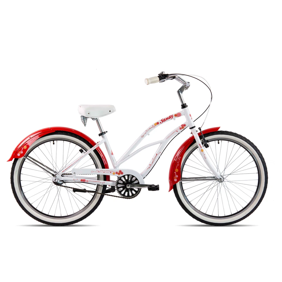 Chrisson Sandy Beachcruiser Fahrrad 155-170cm 3Gang Fahrrad weiß/rot 41cm B Ware - Bild 2 von 2