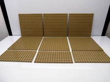Lego 9 pc. Light Brown Studded Base Plates Lot {WASHED}