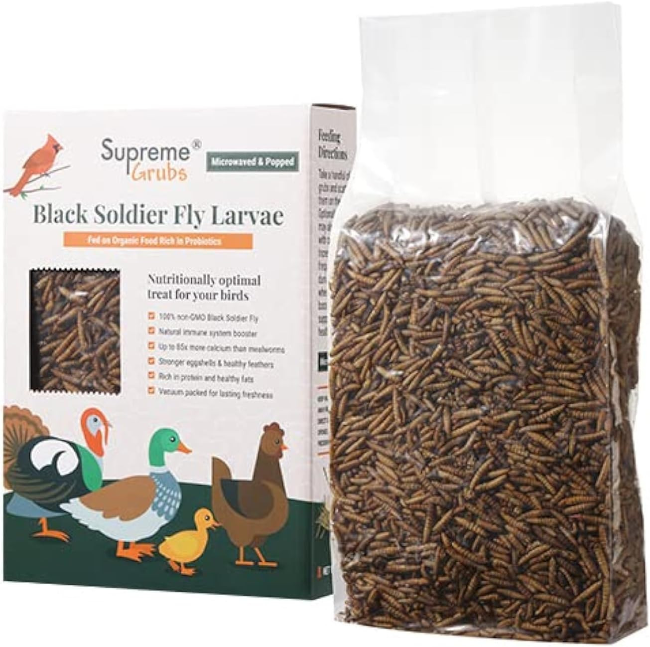 Natural Black Soldier Fly Larvae for Chickens, 85X More Calcium than Mealworms-H
