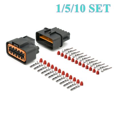 12 Pin KUM Car Headlight Oxygen Sensor Male Female Connector Plug Kit For KIA VW
